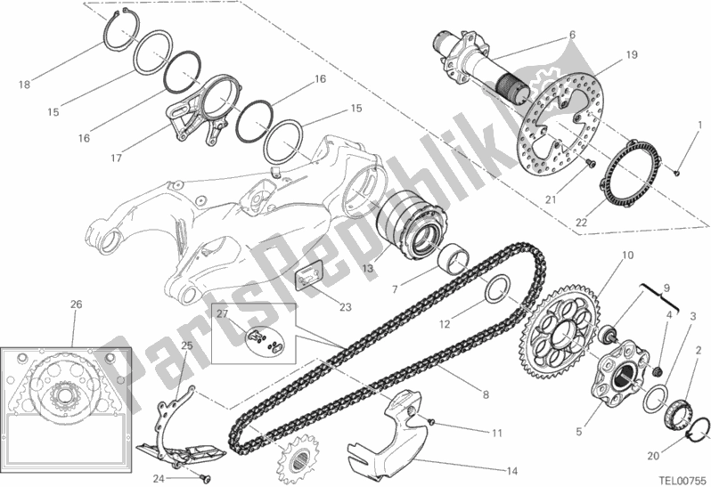 Toutes les pièces pour le Axe De Roue Arrière du Ducati Superbike 1199 Panigale ABS USA 2014